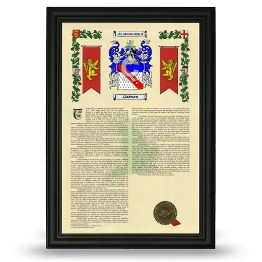 Gladman Armorial History Framed - Black