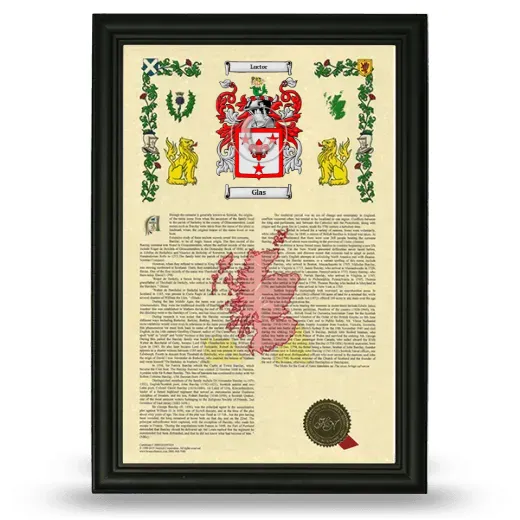 Glas Armorial History Framed - Black