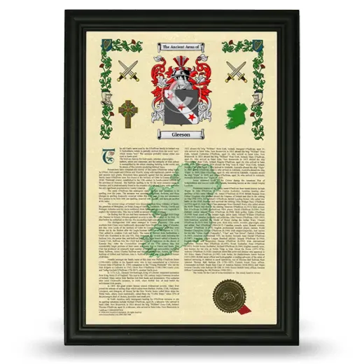 Gleeson Armorial History Framed - Black