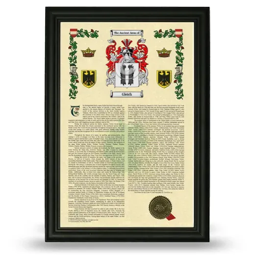 Gleich Armorial History Framed - Black