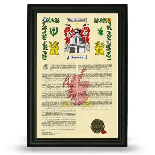 Glendenning Armorial History Framed - Black