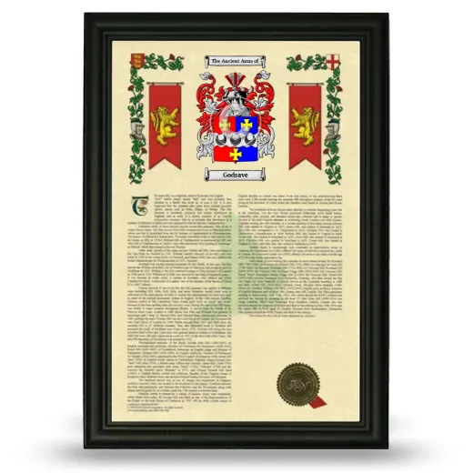 Godsave Armorial History Framed - Black