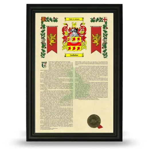 Godwine Armorial History Framed - Black