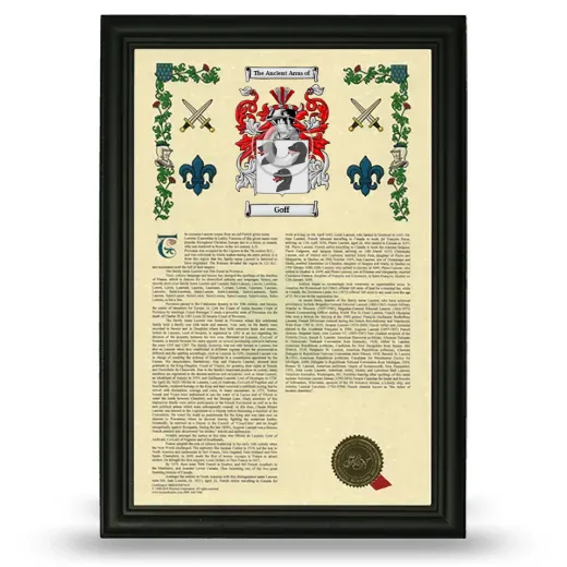 Goff Armorial History Framed - Black