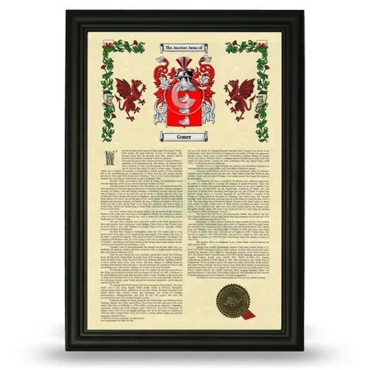 Goner Armorial History Framed - Black