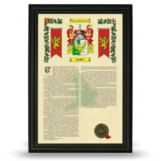 Goodlett Armorial History Framed - Black