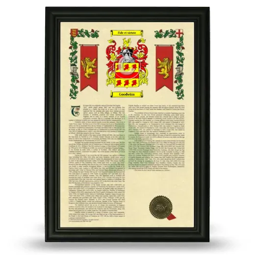 Goodwins Armorial History Framed - Black