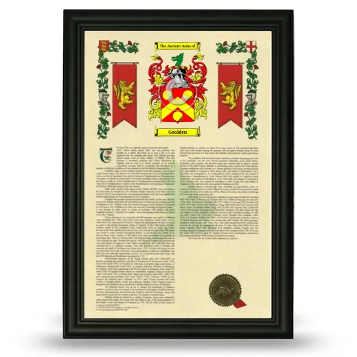 Goolden Armorial History Framed - Black
