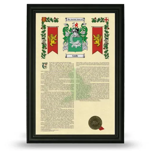 Gordy Armorial History Framed - Black