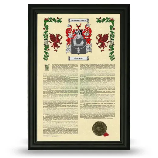 Gounter Armorial History Framed - Black