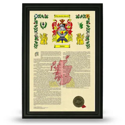 Goves Armorial History Framed - Black