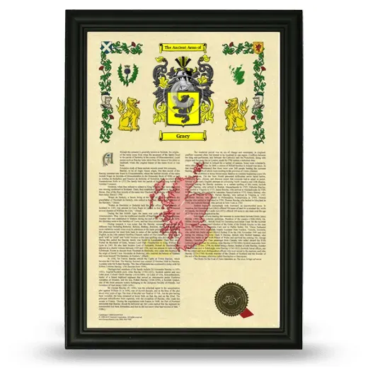 Gracy Armorial History Framed - Black