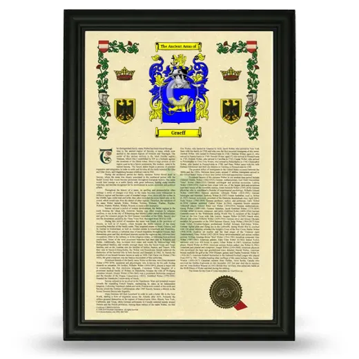 Graeff Armorial History Framed - Black