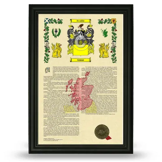 Grame Armorial History Framed - Black