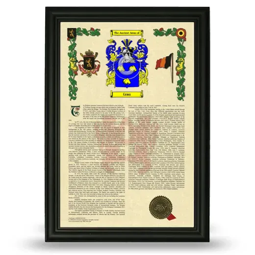 Grau Armorial History Framed - Black