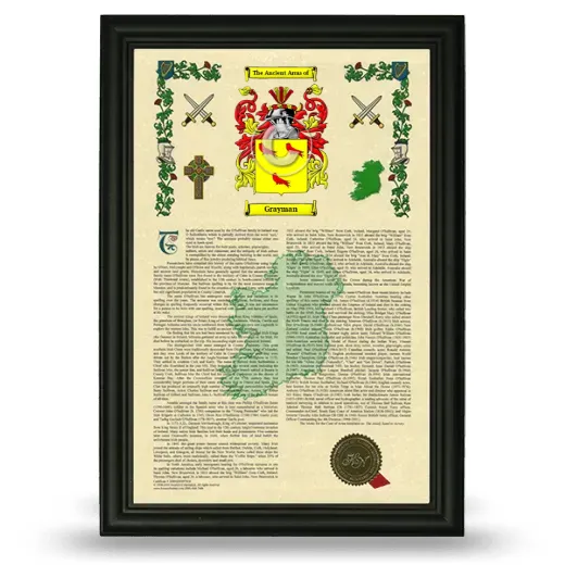 Grayman Armorial History Framed - Black