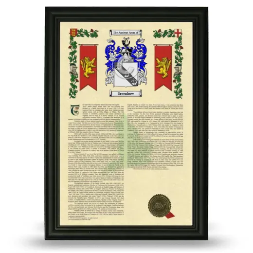 Greenhow Armorial History Framed - Black