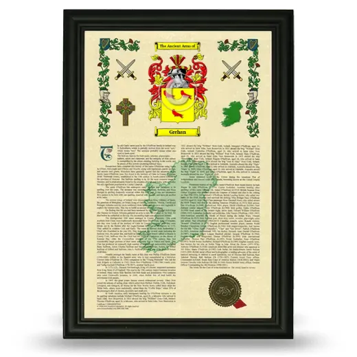 Grehan Armorial History Framed - Black