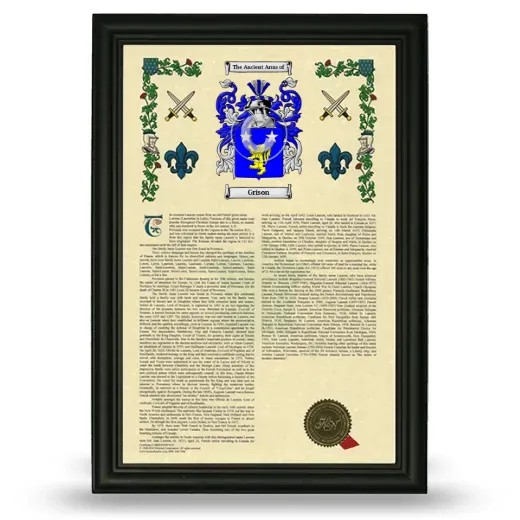 Grison Armorial History Framed - Black