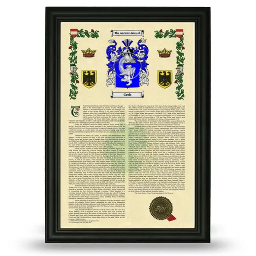 Grob Armorial History Framed - Black