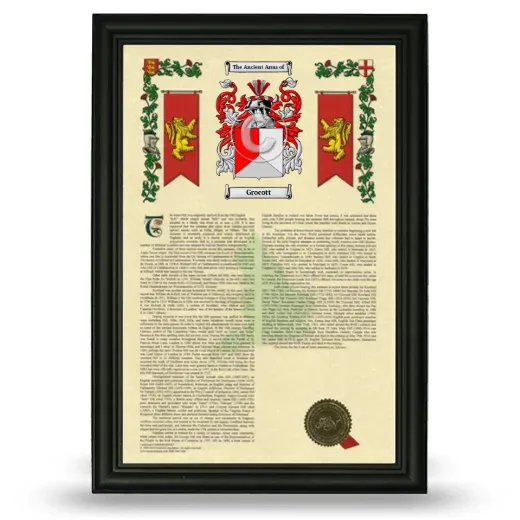 Grocott Armorial History Framed - Black
