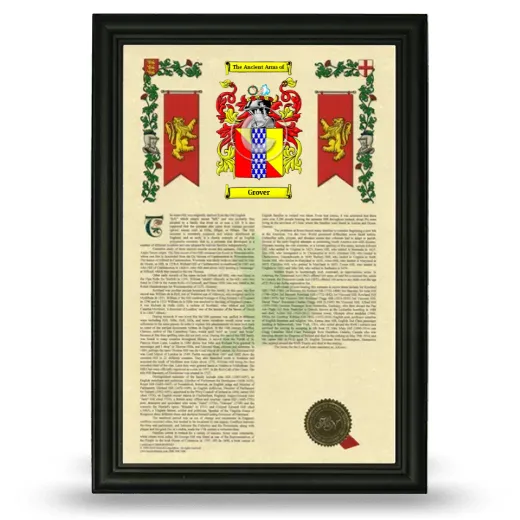 Grover Armorial History Framed - Black