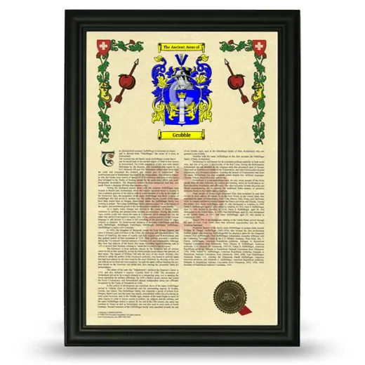 Grubble Armorial History Framed - Black