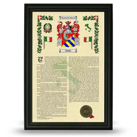 Guerra Armorial History Framed - Black