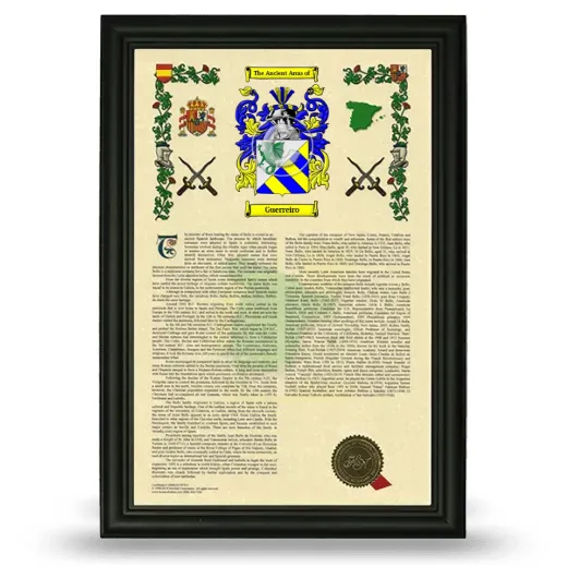 Guerreiro Armorial History Framed - Black