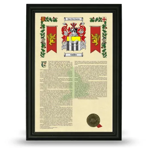 Guilles Armorial History Framed - Black