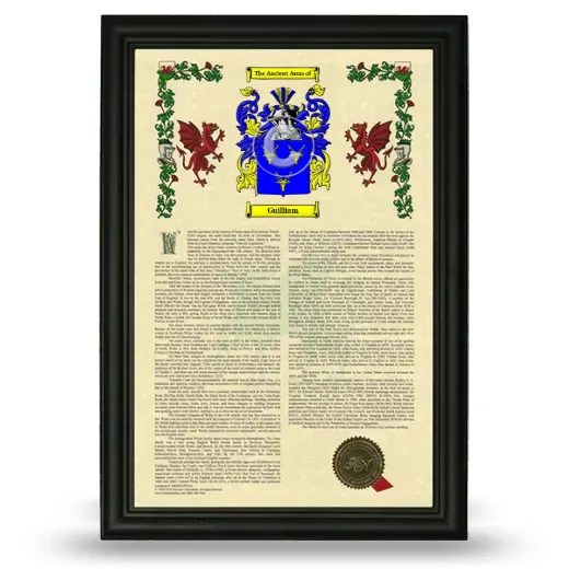 Guilliam Armorial History Framed - Black