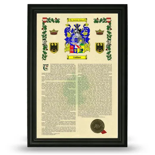 Guldner Armorial History Framed - Black