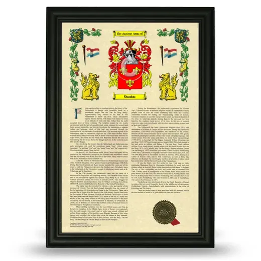 Guntar Armorial History Framed - Black