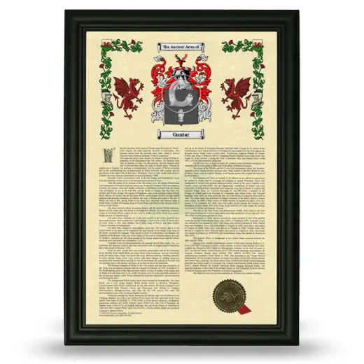 Guntar Armorial History Framed - Black