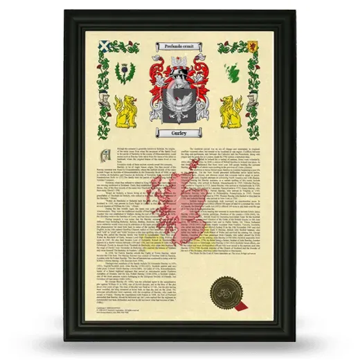 Gurley Armorial History Framed - Black