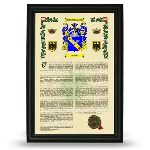 Gusser Armorial History Framed - Black