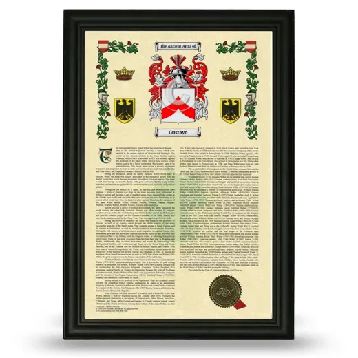 Gustavo Armorial History Framed - Black