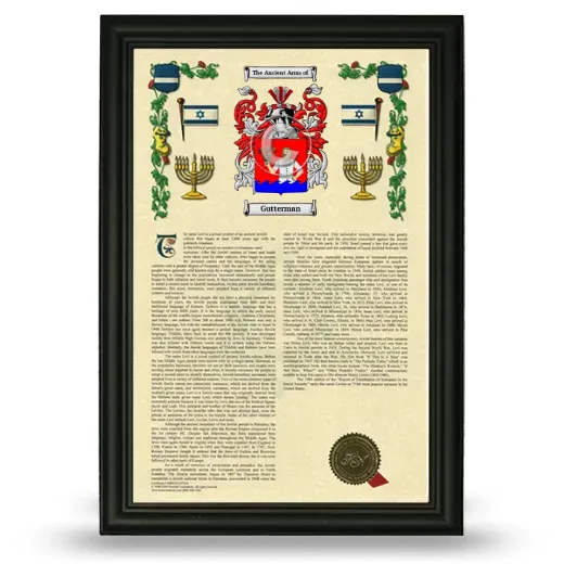Gutterman Armorial History Framed - Black