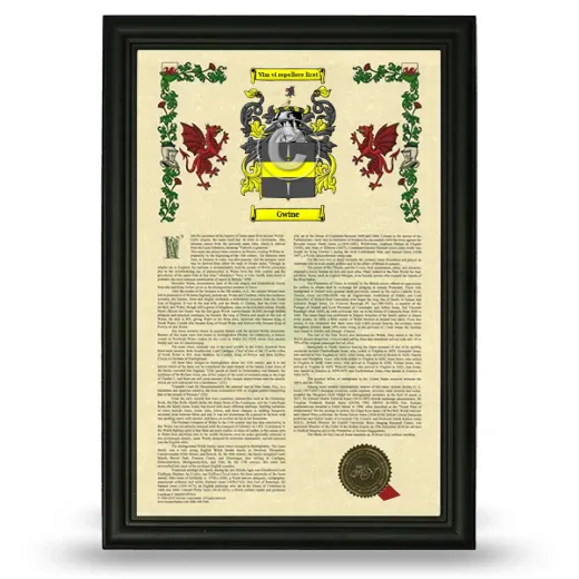 Gwine Armorial History Framed - Black