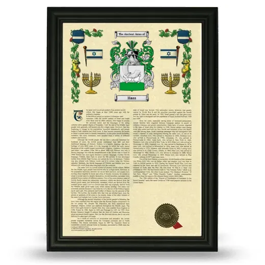 Haas Armorial History Framed - Black