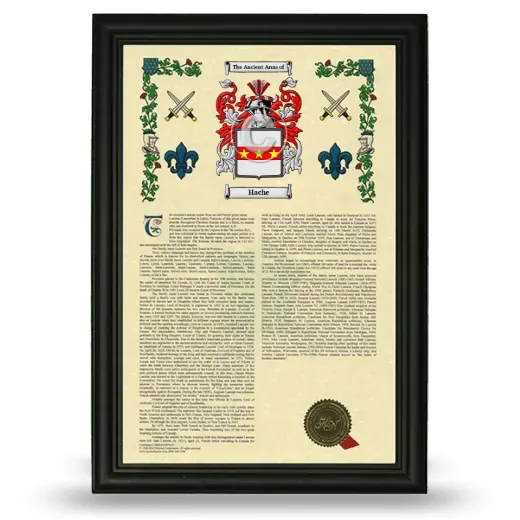 Hache Armorial History Framed - Black