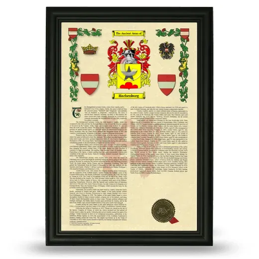 Hachenburg Armorial History Framed - Black