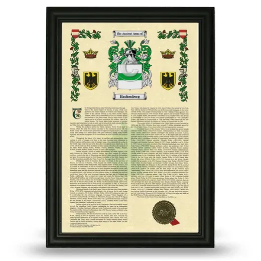 Hackenberg Armorial History Framed - Black
