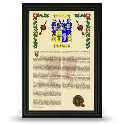 Haeffelfinger Armorial History Framed - Black