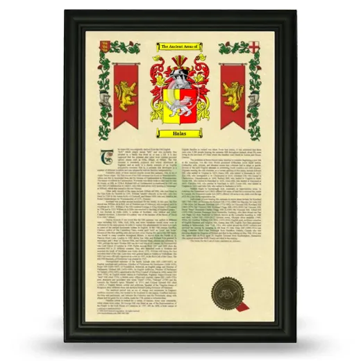 Halas Armorial History Framed - Black