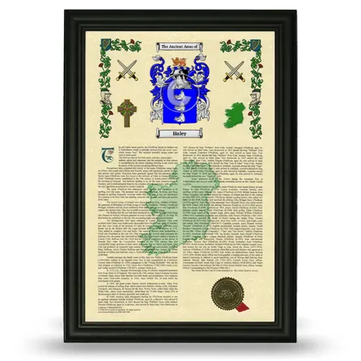 Haley Armorial History Framed - Black