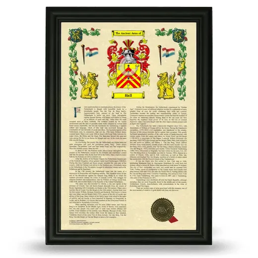 Hall Armorial History Framed - Black
