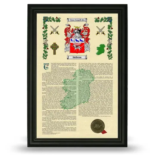 Halleran Armorial History Framed - Black