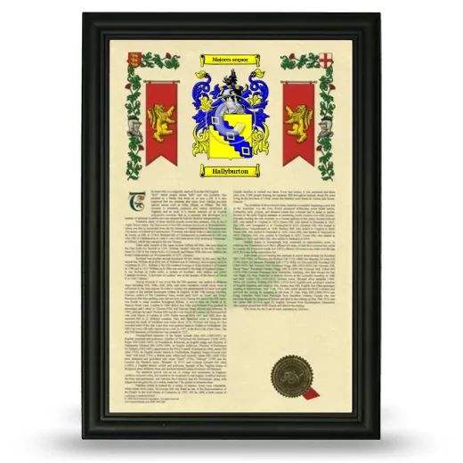 Hallyburton Armorial History Framed - Black