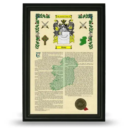 Hamp Armorial History Framed - Black